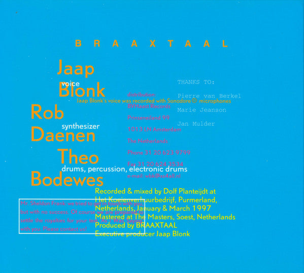 BRAAXTAAL JAAP BLONK ROB DAENEN THEO BODEWES SPEECHLOS KONTR braaxtaal-jaap-blonk-rob-daenen-theo-bodewes-speechlos-kontr