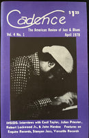 CADENCE back issue - APRIL 1978 - CECIL TAYLOR - JULIAN PRIESTER - ROBERT LOCKWOOD JR. - JOHN HARDEE - MAGAZINE