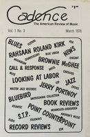CADENCE back issue - MARCH 1976 - BROWNIE McGHEE - JERRY PORTNOY - RAHSAAN ROLAND KIRK - MAGAZINE