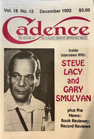 CADENCE back issue - DECEMBER 1992 - STEVE LACY - GARY SMULYAN - MAGAZINE