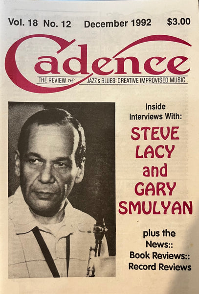 CADENCE back issue - DECEMBER 1992 - STEVE LACY - GARY SMULYAN - MAGAZINE