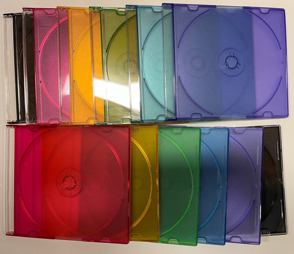 SLIMLINE CD CASES -  ASSORTED COLORS X 12 - NEW - SLCDX12 [if applies specify color in comments]
