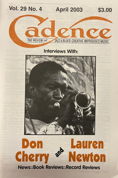 CADENCE back issue - APRIL 2003 - DON CHERRY - LAUREN NEWTON - MAGAZINE