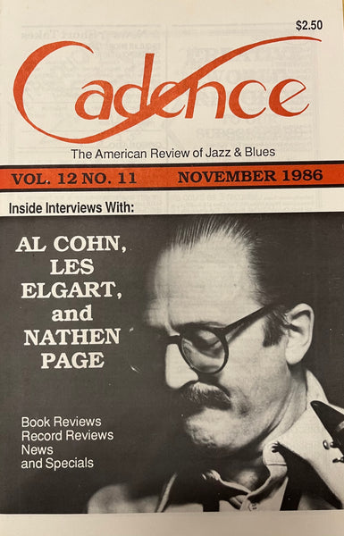 CADENCE back issue - NOVEMBER 1986 - AL COHN - LES ELGART - NATHEN PAGE - MAGAZINE