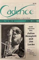 CADENCE back issue - JUNE 1988 - JULIUS HEMPHILL - JOE LOCKE - MAGAZINE