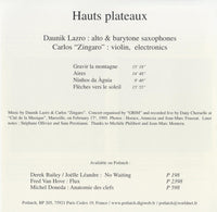 DAUNIK LAZRO -  CARLOS ZINGARO  - HAUTS PLATEAUX - POTLATCH - 498 - CD