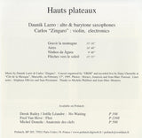DAUNIK LAZRO -  CARLOS ZINGARO  - HAUTS PLATEAUX - POTLATCH - 498 - CD