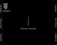 ASCENSION - FIVE TITLES - Tony Irving - Stefan Jaworzyn - SHOCK 26 CD