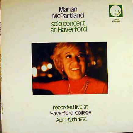 MARIAN MCPARTLAND - SOLO CONCERT AT HAVERFORD - HALCYON - 111 - LP