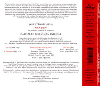 JAMES TENNEY -  MAELSTROM PERCUSSION ENSEMBLE - PIKA-DON - Conducted by JAN WILLIAMS - HATNOW - 151 CD