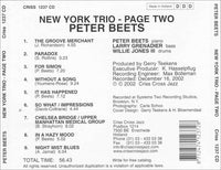PETER BEETS - New York Trio -  WILLIE JONES - LARRY GRENADIER - PAGE 2 - CRISSCROSS - 1237 - CD