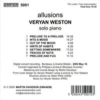 VERYAN WESTON - ALLUSIONS - EMANEM - 5001 - CD