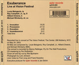 Louie Belogenis - Roy Campbell - Hilliard Greene - Michael Wimberly - EXUBERANCE: LIVE AT VISION FESTIVAL - AYLER - 9 - CD