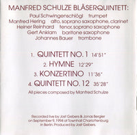 MANFRED SCHULZE BLASER 5TET - KONZERTINO - FMP - 70 - CD